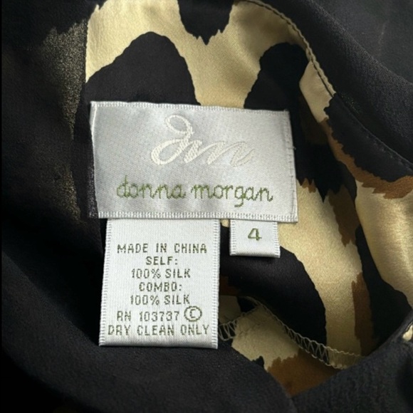 DONNA MORGAN BROWN BLACK LEOPARD PRINT HIGH NECK SILK DRESS 4 - Picture 6 of 7